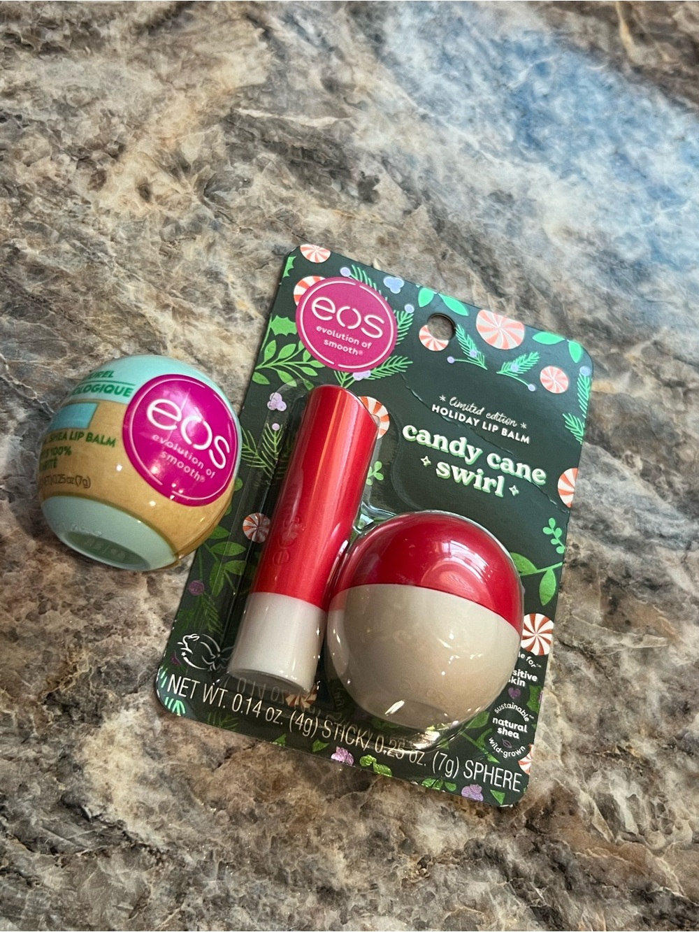 eos Candy Cane Swirl Lip Balm Set - Red & Cream